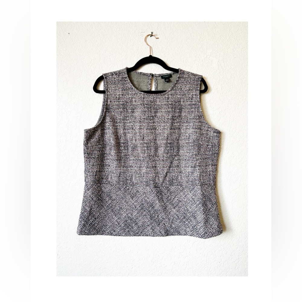Plus Tweed Peplum Sleeveless Blouse Office Wear Ann Taylor XL